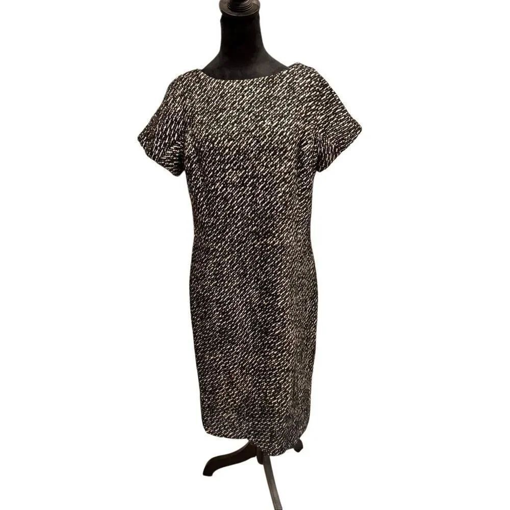 Talbots Black & White Textured Tweed Sheath Dress – Size 14